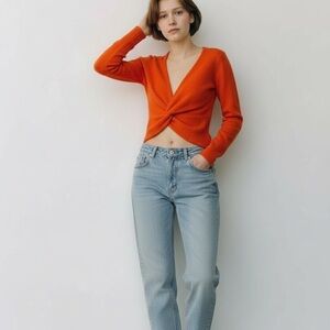 Bebe vintage Y2K cashmere Orange Twist Front Sweater